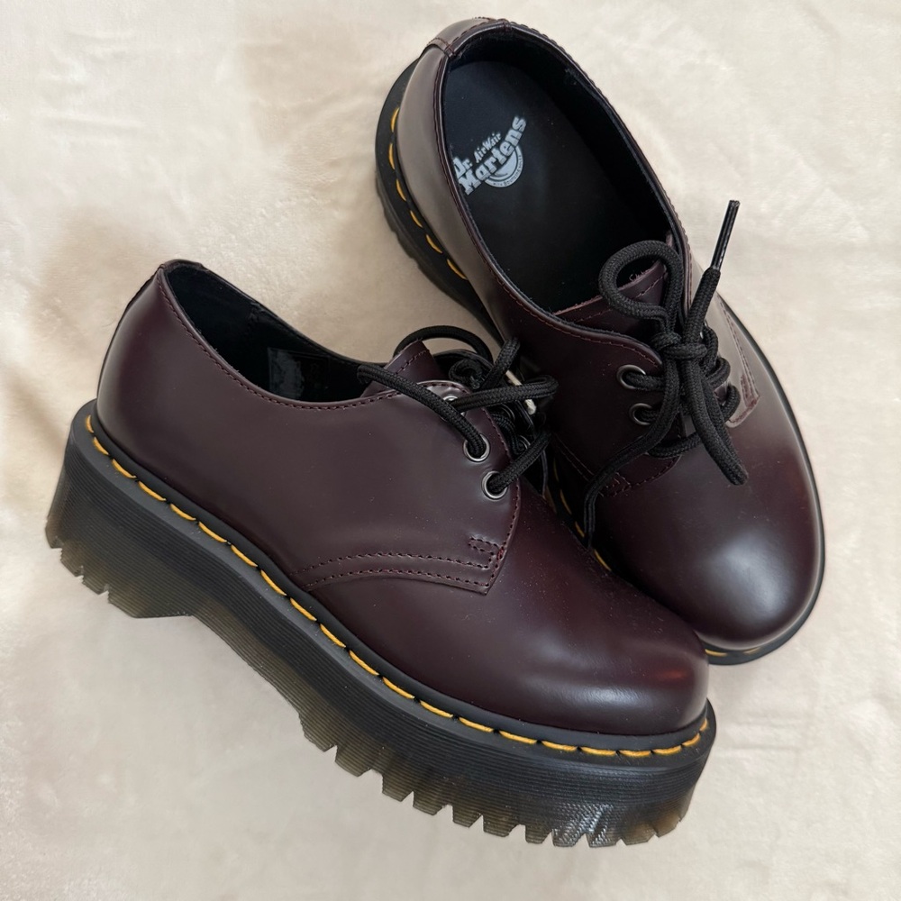 SOLD Dr. Martens Quad Oxford Platform Burgundy Shoe